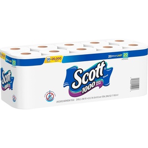 image:imageScott 1000 Toilet Paper 8 Rolls SepticSafe 1Ply Toilet Tissue1000 Sheets Pack of 20