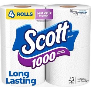 image:imageScott 1000 Trusted Clean Toilet Paper 32 Rolls 1000 Sheets per Roll4 count Pack of 1