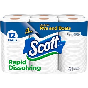 image:imageScott RapidDissolving Toilet Paper 48 Double Rolls SepticSafe Toilet Paper231 Sheets Pack of 12